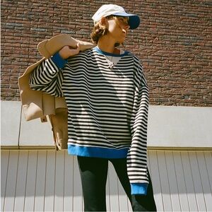 EUC We The Free by FP Classic Striped Oversized Crewneck